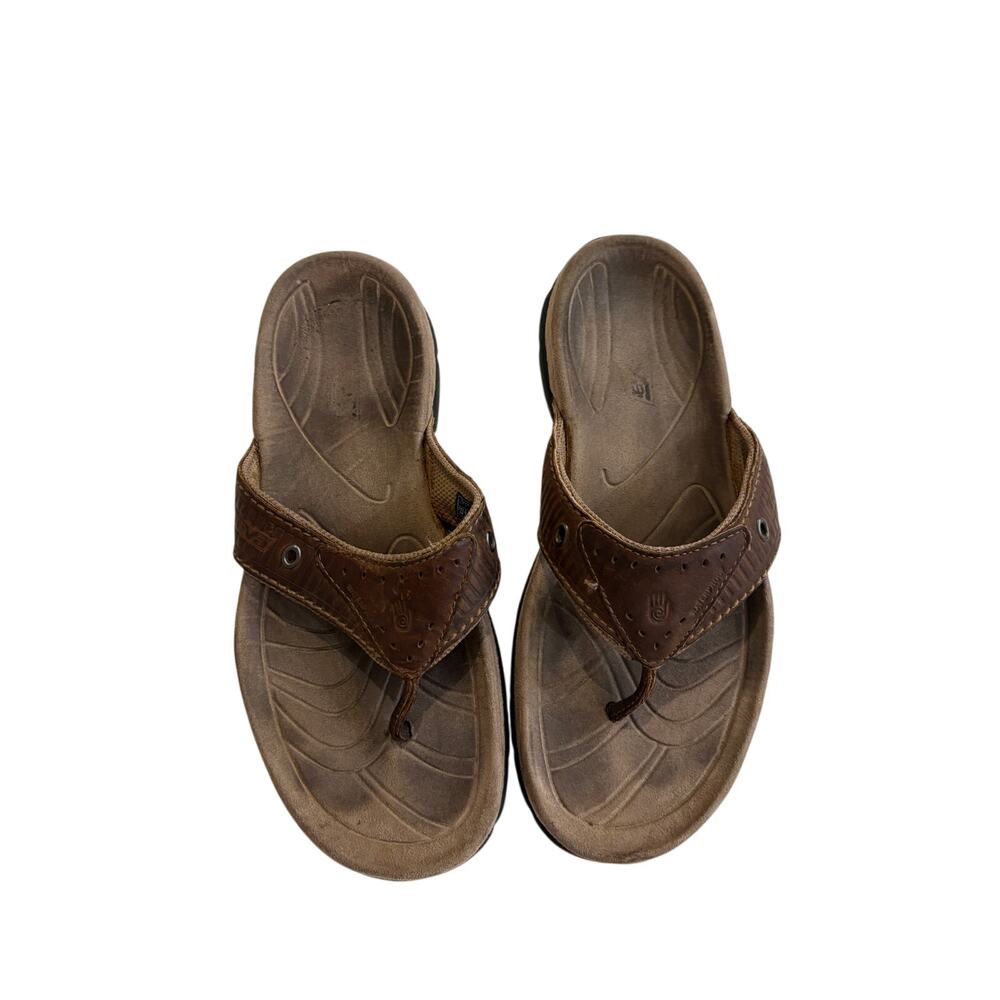 Teva Flip Flops Leather Toe Post Sandals Brown Mens 10 Casual Hiking Slip On